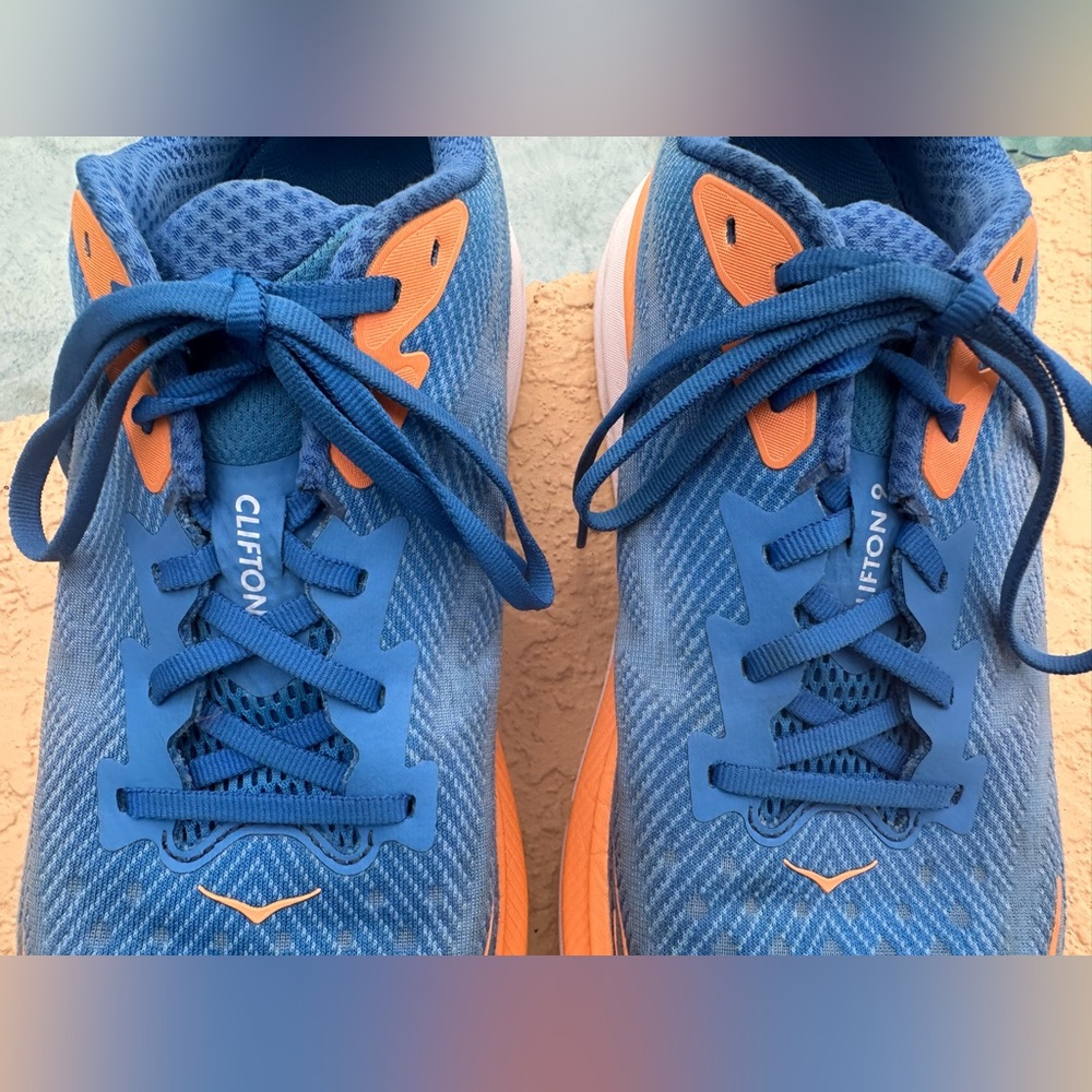 Hoka One One Clifton 9 Coastal Sky Blue Orange Running Shoes Men’s Size 12 VGC - Picture 10 of 16